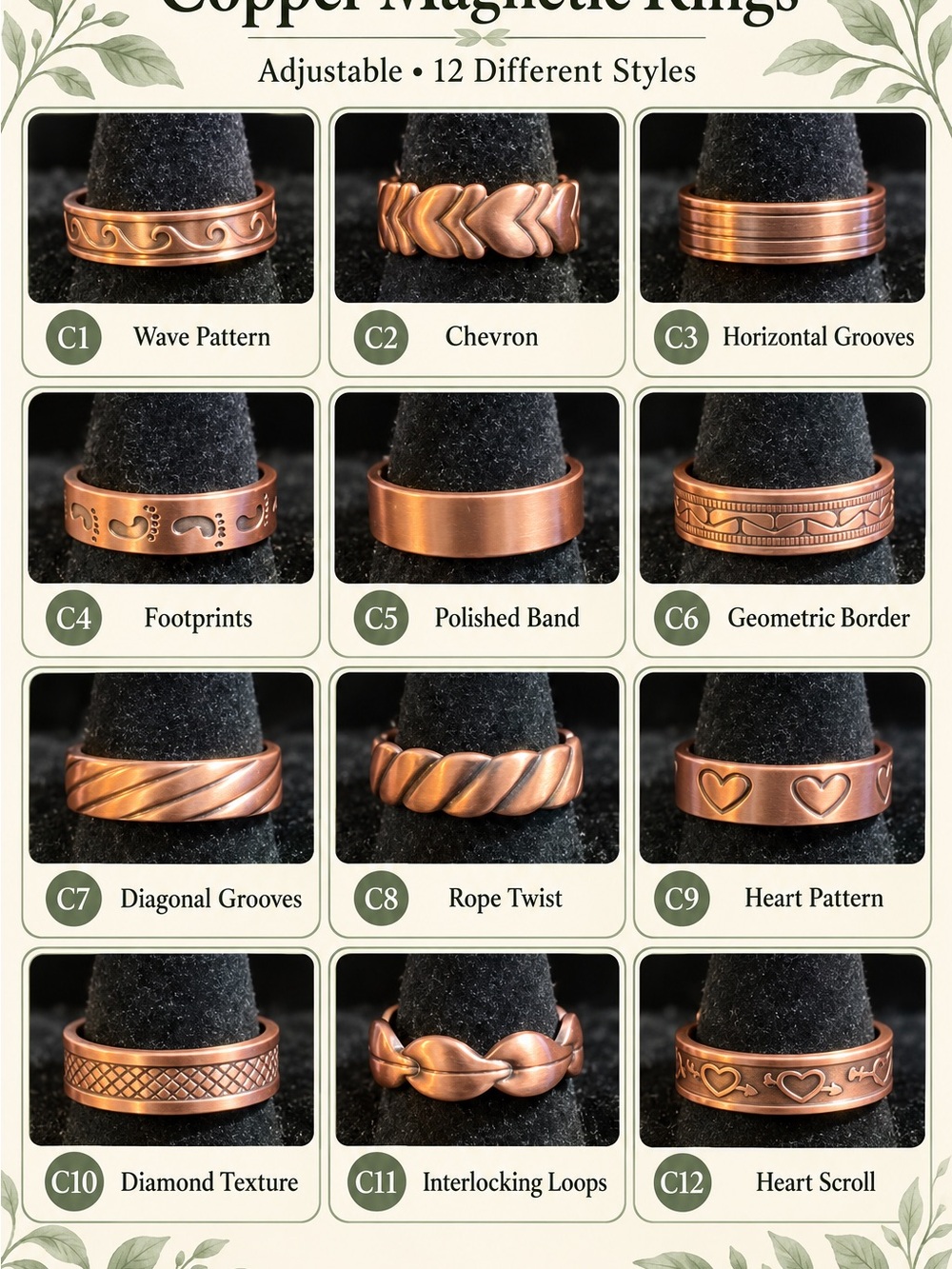 Copper Magnetic Adjustable Women’s Ring - Polished Copper Finish
